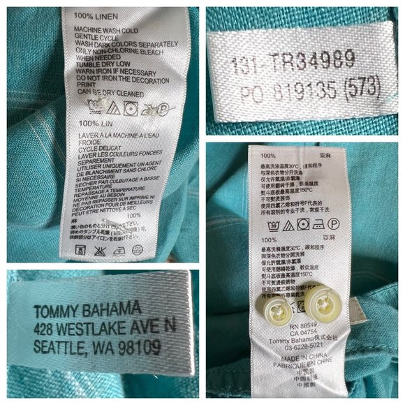 Tommy Bahamas relax men’s large button front shirt long sleeve collar blue and w - Picture 12 of 16